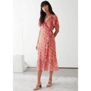 & Other Stories Ruffled Midi Floral Wrap Dress